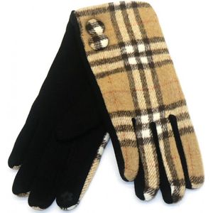 Handschoenen Geruit - Dames - One Size - Touchscreen Tip - Bruin