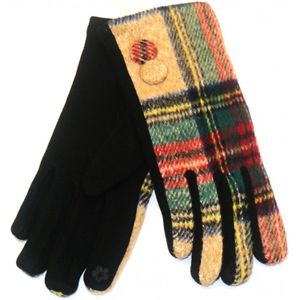 Handschoenen Geruit - Dames - One Size - Touchscreen Tip - Bruin en Multi