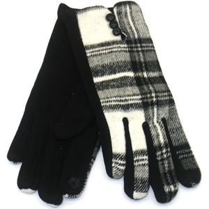 Handschoenen Geruit - Dames - One Size - Touchscreen Tip - Grijs