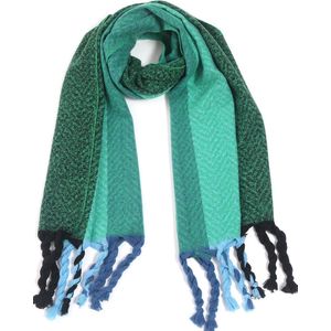 Warme Sjaal Visgraat - Franjes - 180x60 cm - Groen