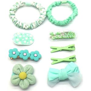 Set Haaraccessoires voor Kinderen - 9 Stuks - Groen