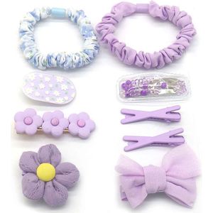 Set Haaraccessoires voor Kinderen - 9 Stuks - Paars