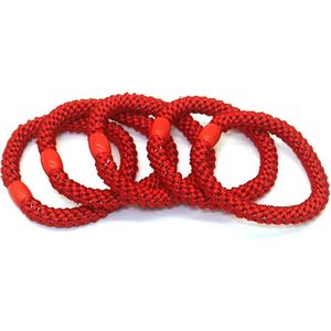 Haarelastiekjes / Armbanden - Set 5 Stuks - Elastisch - Rood