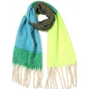 Warme Sjaal Multicolor - Franjes - 180x60 cm - Blauw en Geel