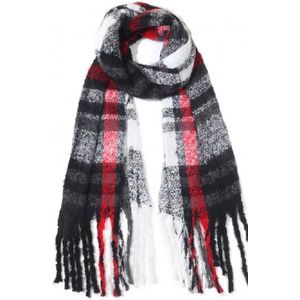 Warme Sjaal Geruit- Franjes - 180x60 cm - Zwart