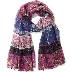 Sjaal met Bloemen - 170x90 cm - Paars en Blauw