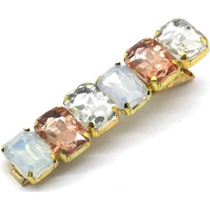 Haarspeld met Kralen - Haarclip - 6 cm - Bruin en Wit