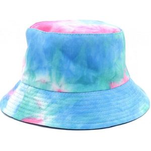 Bucket Hat Tie Dye - Lengte 28 cm - Roze en Blauw