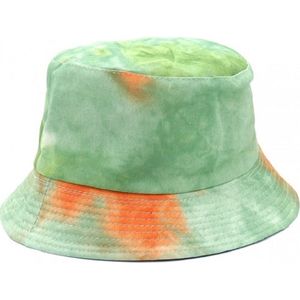 Bucket Hat Tie Dye - Lengte 28 cm - Oranje en Groen