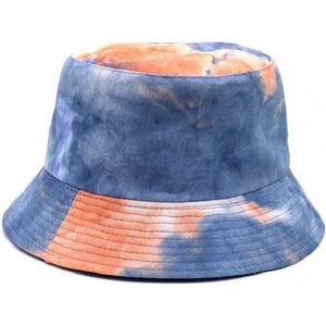 Bucket Hat Tie Dye - Lengte 28 cm - Oranje en Blauw