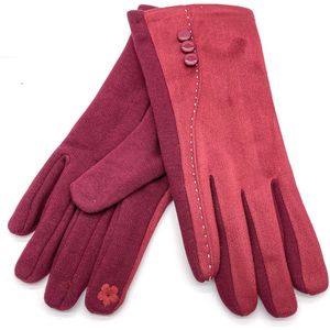 Handschoenen met Knopen - Dames - One Size - Touchscreen Tip - Rood