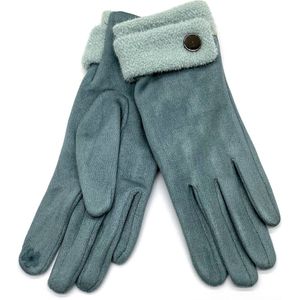 Handschoenen met Knoop - Dames - One Size - Touchscreen Tip - Blauw