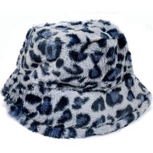 Bucket Hat - Fluffy - Dierenprint - One Size - Blauw