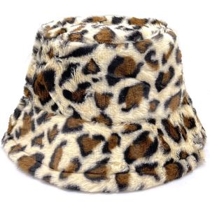 Bucket Hat - Fluffy - Dierenprint - One Size - Beige
