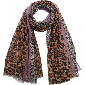 Sjaal met Panterprint - Glitter - 180x90 cm - Paars