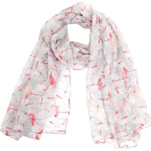 Sjaal met Flamingo’s - 180x70 cm - Grijs