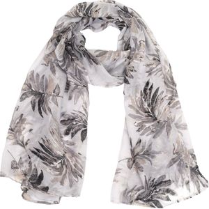 Sjaal met Bladeren - 180x70 cm - Grijs