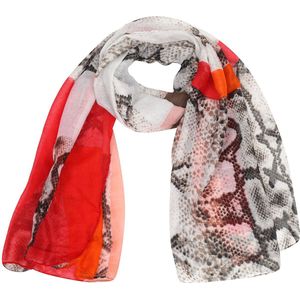 Sjaal met Slangenprint - 180x70 cm - Oranje en Rood