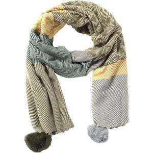 Warme Sjaal - Panter en Pompon - 185x60 cm - Groen Multi