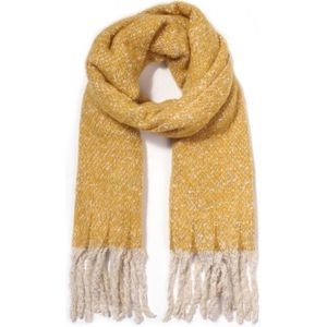 Warme Sjaal met Franjes - 185x50 cm - Geel