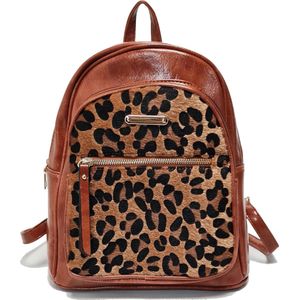 Mini Rugzak Dames – Luipaard print bruin – Rugzak meisje – Mini backpack - Cadeau