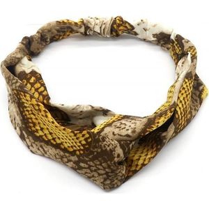 Haarband Twist Snake Print Geel
