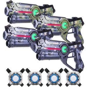 Light Battle Active Camo Lasergame Set - Groen/Grijs - 4 Laserguns + 4 vesten