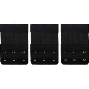 KELERINO. Bh Verlengstuk 3 Haakjes Elastisch - 3pack - Zwart