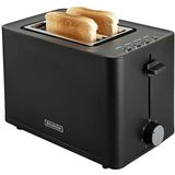 Bourgini Tosti Toaster - Broodrooster met Tostiklemmen - Zwart- Extra brede sleuf geschikt voor 2 tosti's - Instelbare bruiningsstand en ontdooifunctie