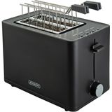 Bourgini Tosti Toaster - Broodrooster met Tostiklemmen - Zwart- Extra brede sleuf geschikt voor 2 tosti's - Instelbare bruiningsstand en ontdooifunctie