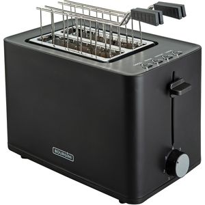 Bourgini Tosti Toaster - Broodrooster met Tostiklemmen - Zwart- Extra brede sleuf geschikt voor 2 tosti's - Instelbare bruiningsstand en ontdooifunctie