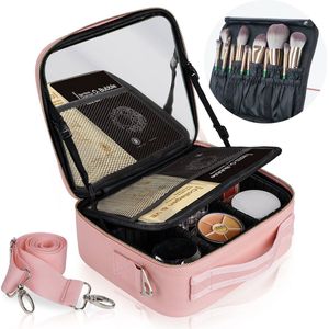 Lifest® Make Up Koffer met Extra Grote Spiegel – Organizer, Beautycase & Opbergtas – Roze