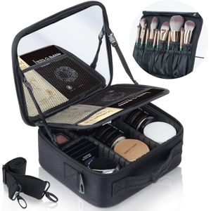 Lifest® Make Up Koffer met Extra Grote Spiegel – Organizer, Beautycase & Opbergtas – Zwart