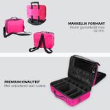 Cosmetica Koffer - Make-up Koffer met verstelbare vakken - Visagie en Nagelstyliste Beauty Koffer - 37x27x13CM - Roze