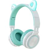 Lovnix Lucky Cat Bluetooth Kinderkoptelefoon - Over-Ear Koptelefoon voor Kinderen - Met Led Kat Oortjes - Wit/Groen