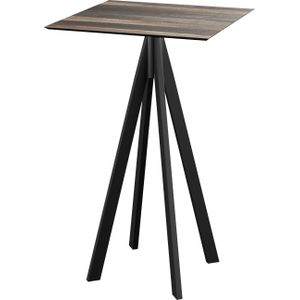 Infinity statafel zwart frame  Tropical Wood HPL tafelblad 70x70cm
