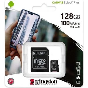 Kingston Micro SD 128 GB Geheugenkaart met adapter - Klasse 10