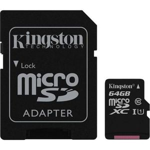 Kingston Micro SD Kaart Canvas 64 GB - Class 10 + SD Adapter