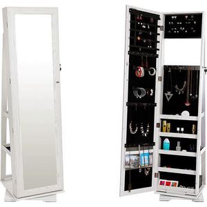 Sieradenkast Met Spiegel - Spiegeldeur Kast - Staande Sieraden Spiegelkast - Draaibaar
