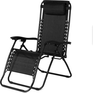 Luxe Ligstoel Met Hoofdsteun & Voetsteun - 80x52x110 cm (LxBxH) - Verstelbare Rugleuning - Zonnebed Relaxstoel Voor Tuin/Terras/Strand/Balkon/Zwembad/Camping - Inklapbaar - Weerbestendig - Zwart