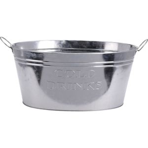 Pro Garden Bierflessen/drankjes koeler Teil/emmer/bloembak - zink - zilver - 50 x 35 cm