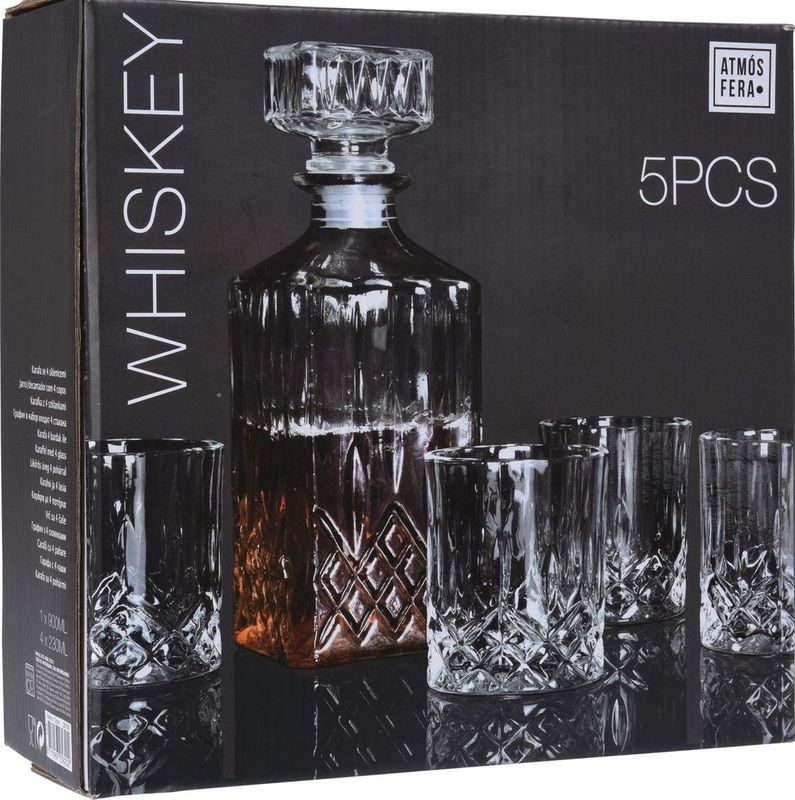 Whisky Karaf set - 0.9 L - Incl. 4 Glazen