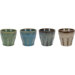 Excellent Houseware Keine luxe gekleurde porseleinen koffiekopjes - set 4x stuks - 90 ml - Espresso bekers