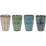 Melkbekers - 4x stuks - diverse kleuren - porselein - 330 ml