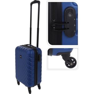 ProWorld - Koffer - ruitpatroon - 28 - L - donkerblauw