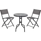 Bistro set  3 stuks - terras meubel - tuin meubel - 2 stoelen 1 tafel - opklapbaar
