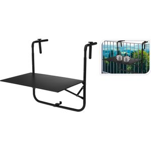Pro Garden Balkon tafel - metaal - mat antraciet - 60 x 43 cm - Inklapbaar - Hoogte verstelbaar