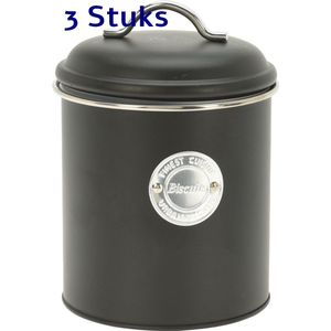 Koopman - Voorraaddoos - Biscuits - Zwart - Metaal - Ø 13,5 cm