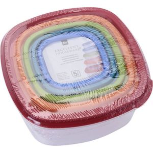 Excellent Houseware - Set Voedselcontainers - Transparant - Plastic - 5 Stuks