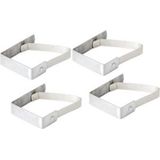 Tafelkleed klemmen - 4x stuks - RVS metaal - 5 x 4 cm - zilver
